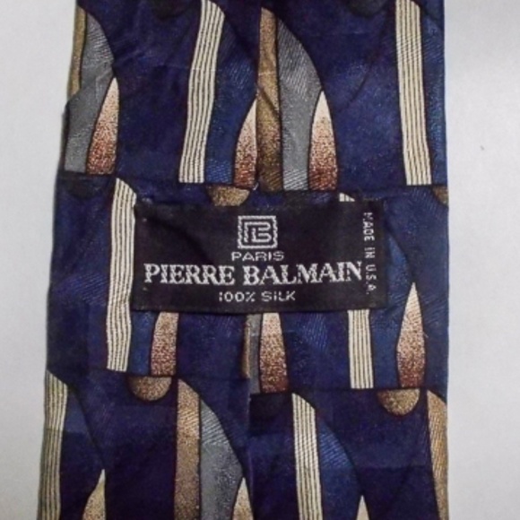 Pierre Balmain Paris Blue Men's 100% Silk Vintage Neck Tie EUC - Picture 2 of 6